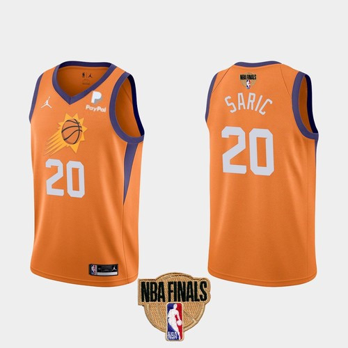 Men's Phoenix Suns #20 Dario Saric 2021 Orange Statement Finals Basketball Swingman Stitched Jeresy Men's Phoenix Suns #20 Dario Saric 2021 Orange Statement Finals Basketball Swingman Stitched Jeresy